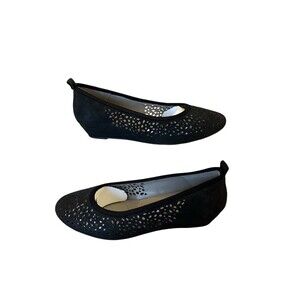 Jenny by Ara Lacy Ballet Flats Womens Size 7.5 & 8.5 Black Perforated Slip On
